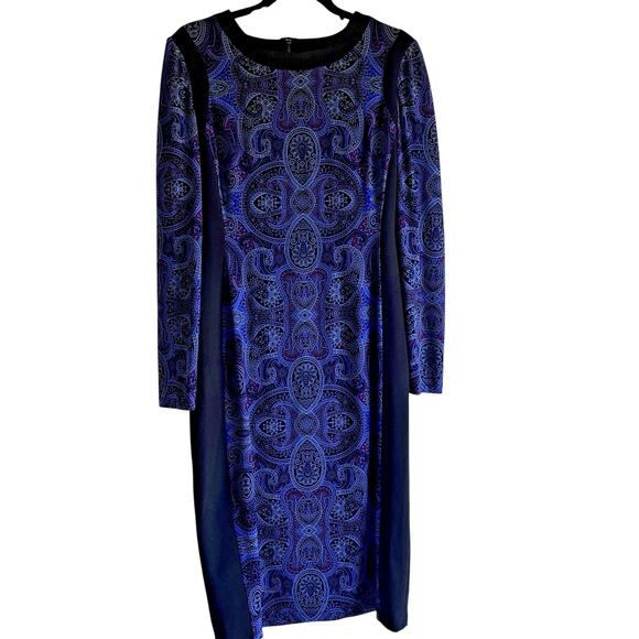 Womens Midi Dress SZ 10 Paisley Boho Y2k 70's Retro Art To Wear Abstract - Picture 1 of 11